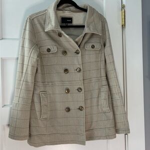 Hurley Tan Pea Coat Classic Tailored Design